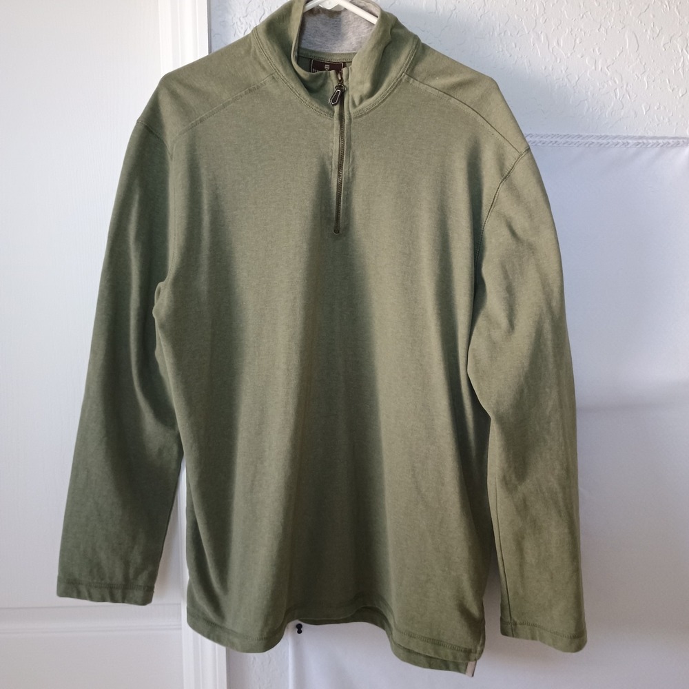 Steve Barry's Pullover Long Sleeve 1/4 Zip Shirt Men's Size‎ L Olive Green